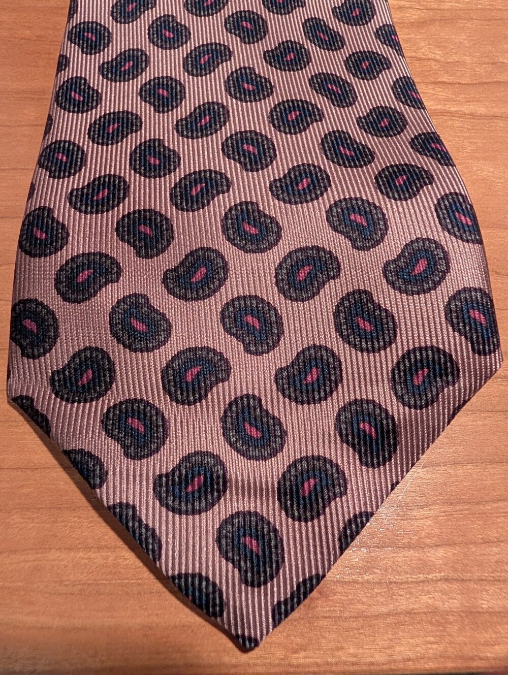 Robert Talbott Gold Cup Tie with Black and Red Paisley Dots